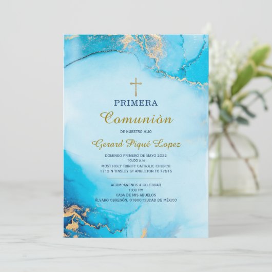 Première communion invitation imprimable invitatio (Debout devant)