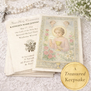 Première Communion Jésus Anges Floral