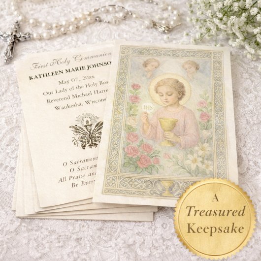 Première Communion Jésus Anges Floral