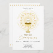 Première communion or avec invitation calice (Devant / Derrière)