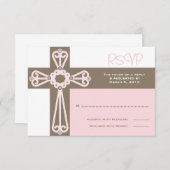 Première communion ou baptême RSVP | Rose (Devant / Derrière)