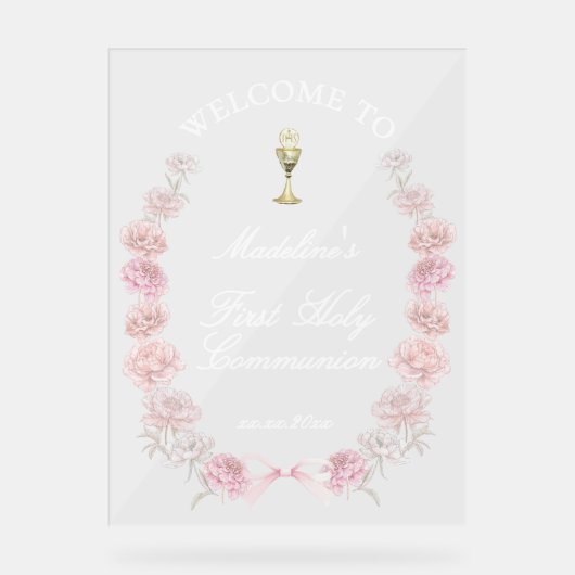 Première communion paconis rose bienvenue (Recto)