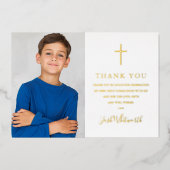 Première Communion Photo Véritable Carte de remerc (Recto)