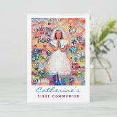 Première communion pour fille Invitation personnal (Debout devant)