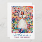 Première communion pour fille Invitation personnal (Devant / Derrière)