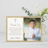 Première Communion Religieux Croix d'or Boy Merci (Debout devant)