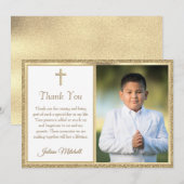 Première Communion Religieux Croix d'or Boy Merci (Devant / Derrière)