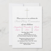 Première Communion rose Triplets Invitations (Devant)