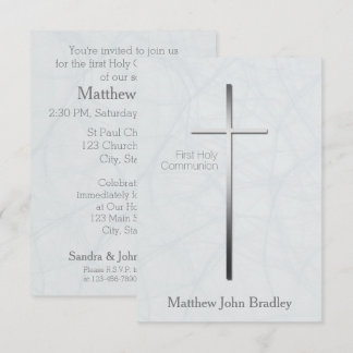 Première Communion Sainte en Invitation Bleue