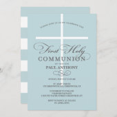 Première Communion Sainte Invitation Bleu (Devant / Derrière)