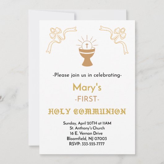 PREMIÈRE COMMUNION SAINTE INVITATION CLASSIQUE (Devant)