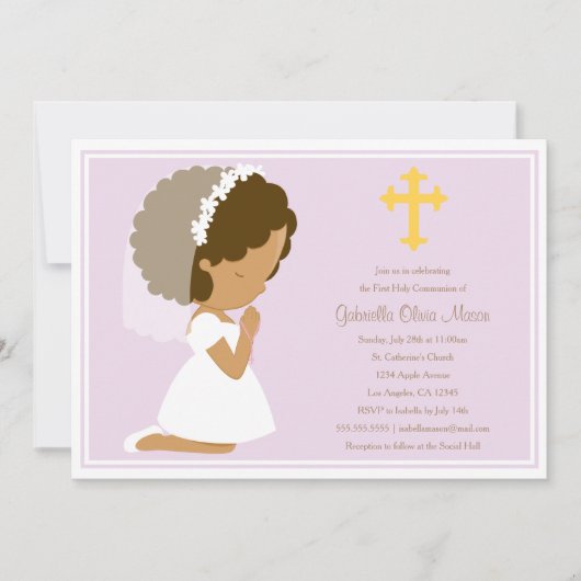 Première Communion Sainte - Lavande | Invitation (Devant)
