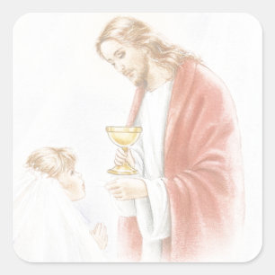 Première communion sainte pour autocollant fille