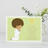 Première Communion Sainte - Vert| Invitation (Debout devant)