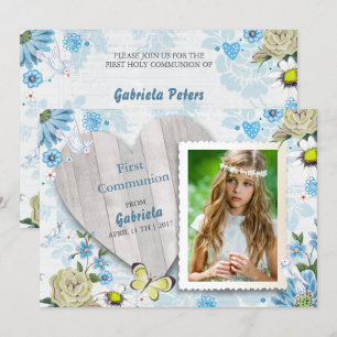 Première communion solennelle Fleurs   Cartes d'in
