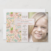Première communion solennelle Floral | Cartes de p (Devant)