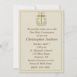 Première communion Tan Invitation