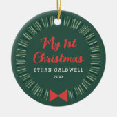 Première couronne simple Ornement de Noël - Vert (Devant)