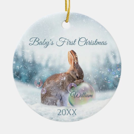 Première décoration de Noël de bébé lapin (Devant)