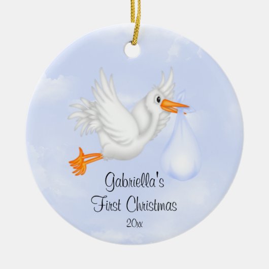 Première décoration de Noël de bébé Stork Boy (Devant)