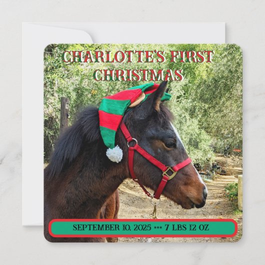 Première Faire-part de naissance de Noël du bébé (Devant)