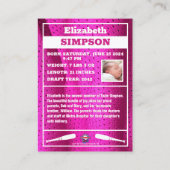 Première Faire-part de naissance fille de la carte (Dos)