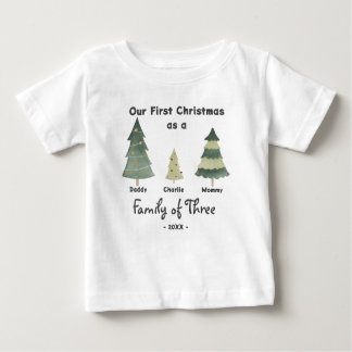 Première famille de Noël de trois t-shirt Baby