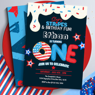 Première fête d'anniversaire 4 juillet invitation