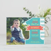 Première fête d'anniversaire Blue Boy Invitation (Debout devant)