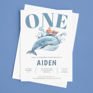 Première fête d'anniversaire Blue Whale Invitation