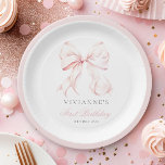 Première fête de la fille aux pieds roses<br><div class="desc">Plaques en papier d'anniversaire de la fille de la cave rose</div>