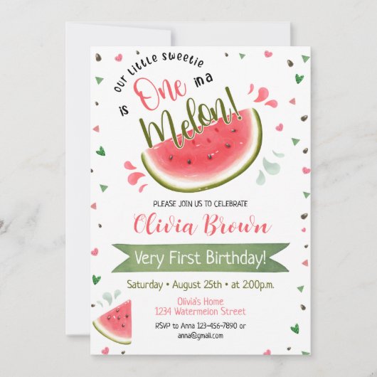 Première fête de la pastèque Un dans un Invitation (Devant)