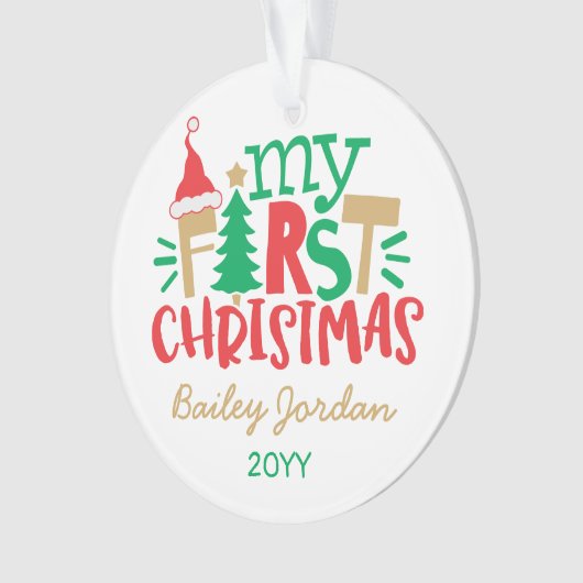 Première fête de Noël du bébé rouge vert mignon (devant)