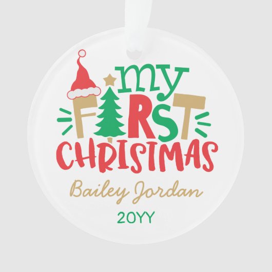 Première fête de Noël du bébé rouge vert mignon (devant)