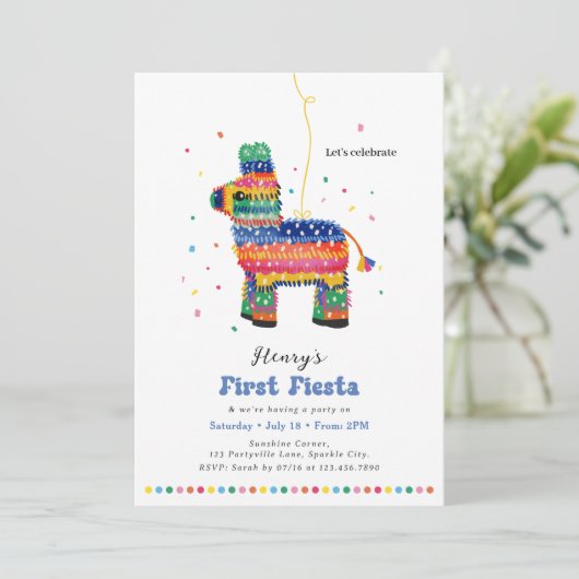 Première fête du garçon Invitation Piñata (Debout devant)