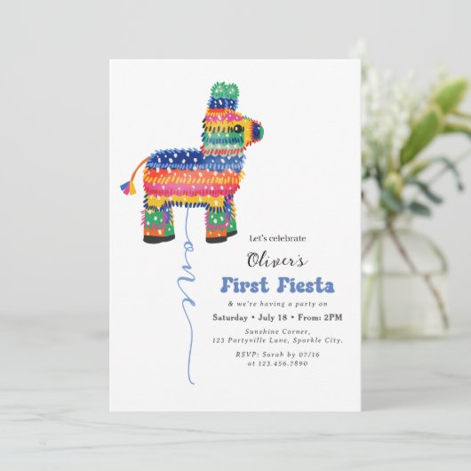 Première fête du garçon Invitation Piñata (Debout devant)