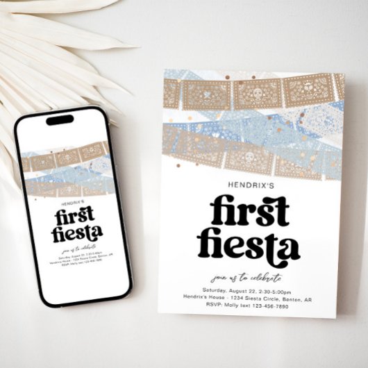 Première Fiesta Neutre Invitation Anniversaire