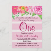 Première fille 1er anniversaire Invitation de fête (Devant / Derrière)