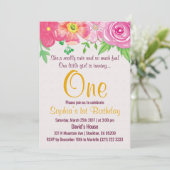 Première fille 1er Floral Anniversaire Invitation (Debout devant)