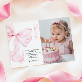 Première fille de la Bow rose Carte de remerciemen