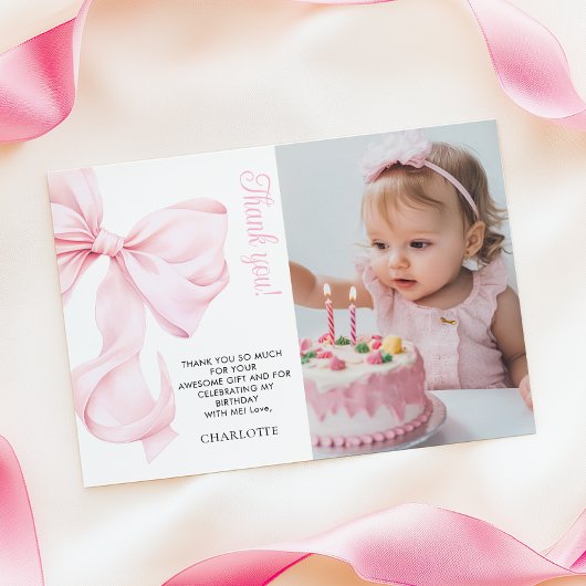 Première fille de la Bow rose Carte de remerciemen