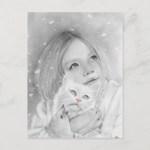 Première fille de neige kitty Carte postale