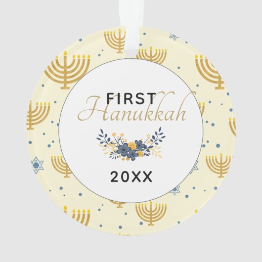Première Hanoukka de Bébé Bleu & Or | Dates Keepsa (dos)