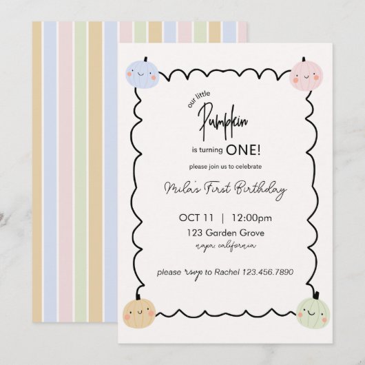 Première invitation à l’anniversaire de notre peti (Devant / Derrière)