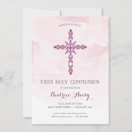 Première Invitation à la Communion de Fille, Aquar (Devant)