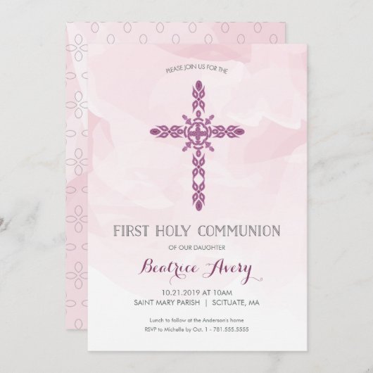 Première Invitation à la Communion de Fille, Aquar (Devant / Derrière)