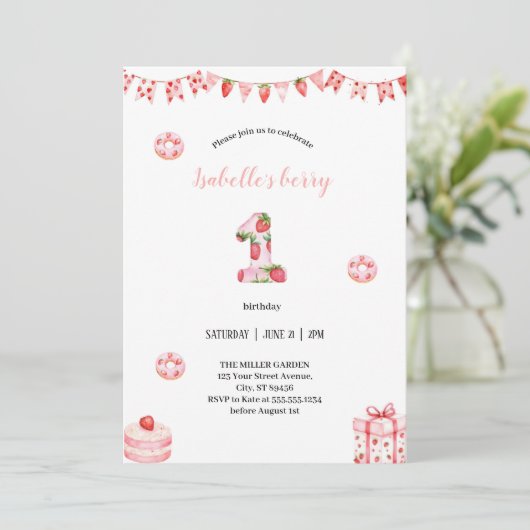 première invitation à l'anniversaire de la fraise (Debout devant)
