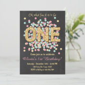 Première invitation à l'anniversaire Girl Pink Gol (Debout devant)