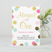 Première invitation à l'anniversaire Girl Pink Gol (Debout devant)