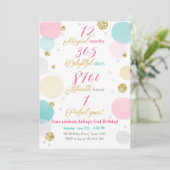 Première invitation à l'anniversaire Girl Pink Gol (Debout devant)